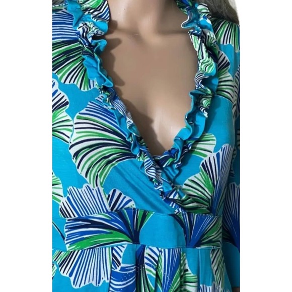 Lilly Pulitzer Sz XS BLAYNEY 3/4 Length Sleeve Ruffle Neck Dress - Picture 3 of 9